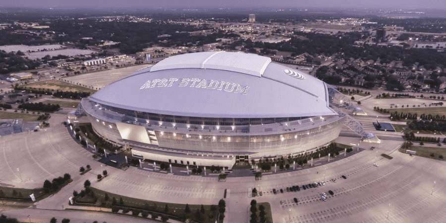 Vista aérea do AT&T Stadium, em Arlington, na região de Dallas